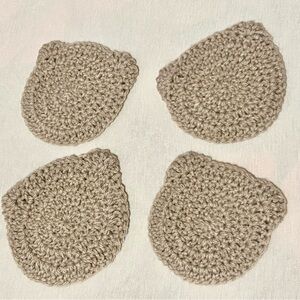 Crocheted Handmade Bear Shaped Drink Coasters for Cups or Mugs 4 Set
